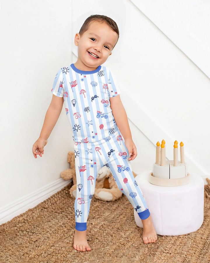 Zweiteiliges, kurzärmliges Pyjama-Set mit Marienkäfern