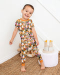 Retro Ghost Mushroom Floral Halloween Bamboo Two Piece Short Sleeve Pajama Set