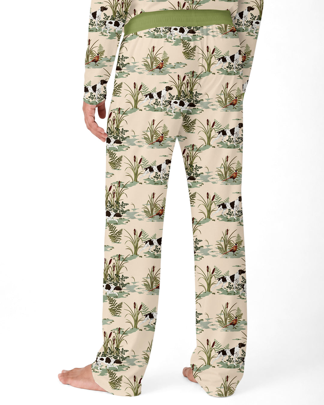 Vintage Pheasant & Hunting Dog Field Family Matching Bamboo Men's Pajama Set