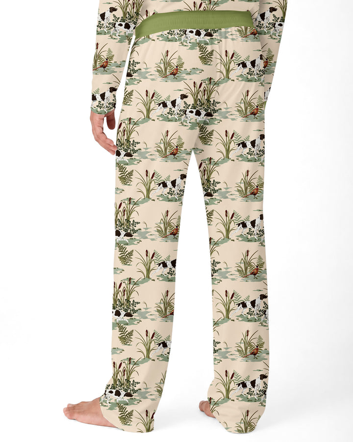 Vintage Pheasant & Hunting Dog Field Family Matching Bamboo Men's Pajama Set