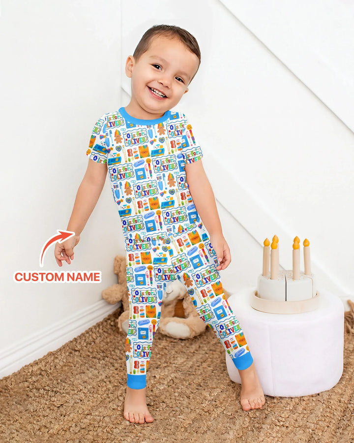 Zweiteiliges, kurzärmliges Pyjama-Set mit Marienkäfern