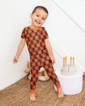 Retro Skull Flower Halloween Bamboo Two Piece Short Sleeve Pajama Set