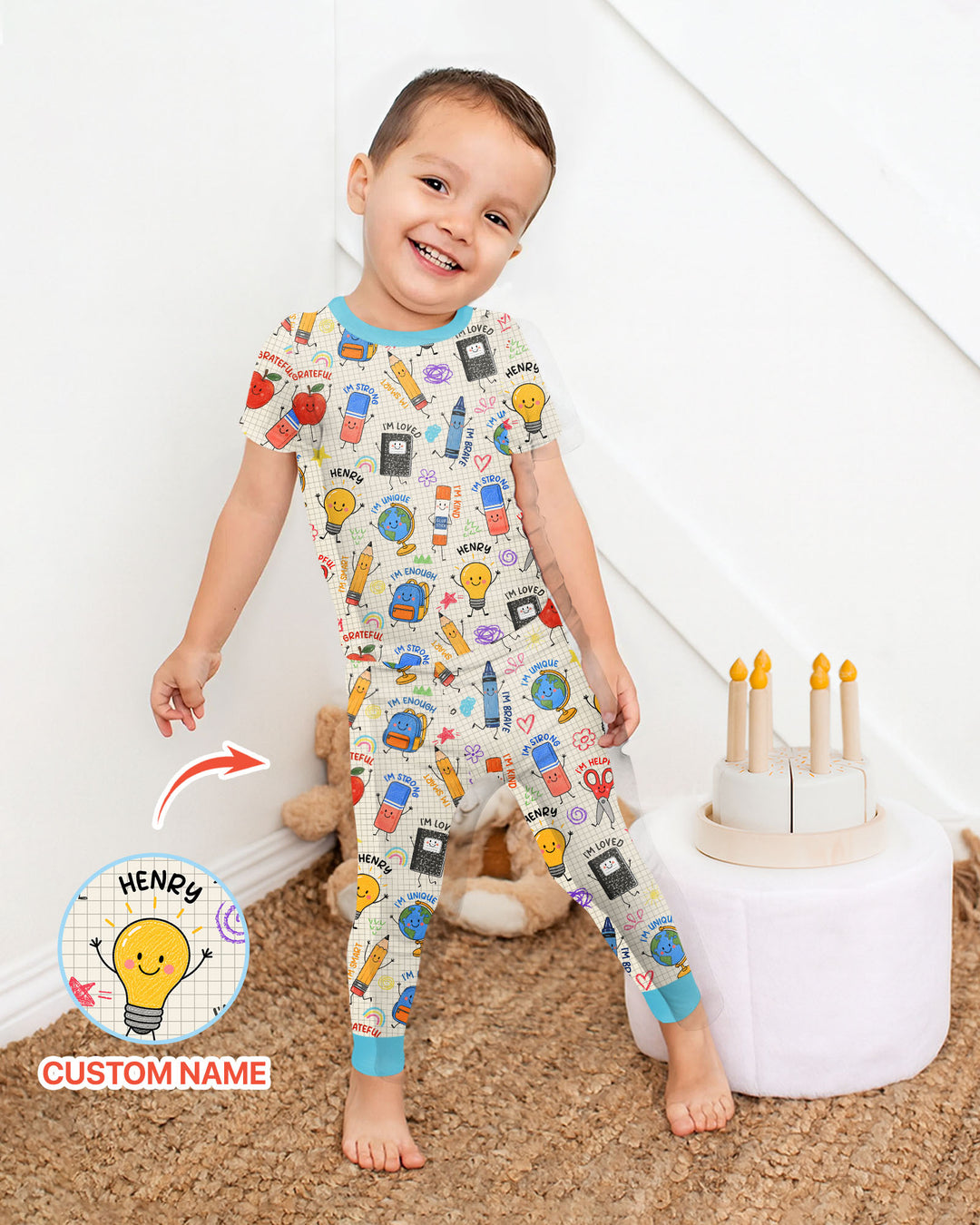 Zweiteiliges, kurzärmliges Pyjama-Set mit Marienkäfern