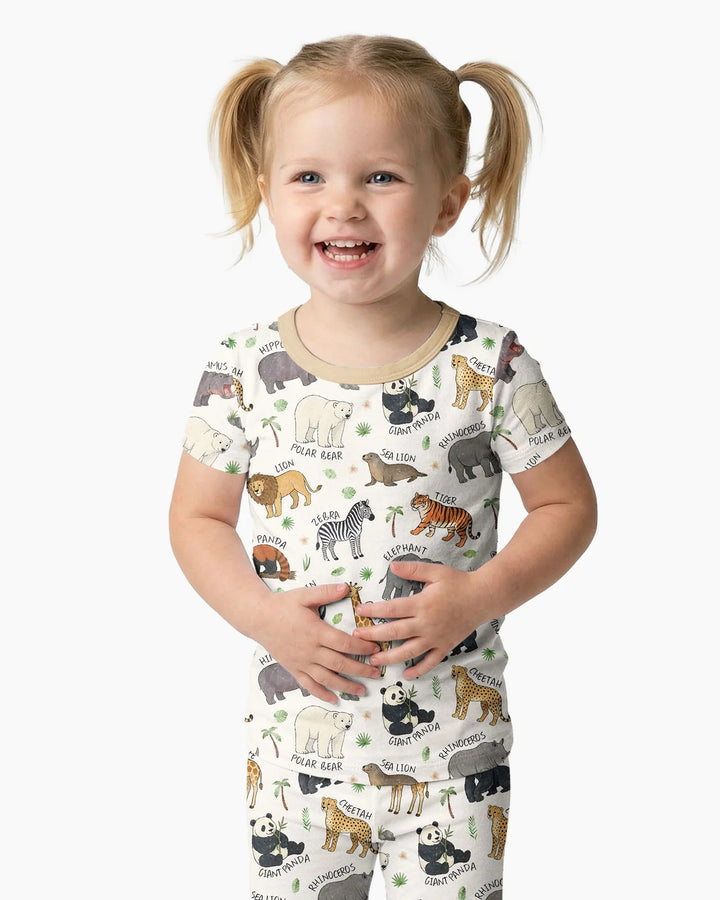 Safari Animals Bamboo Two Piece Short Sleeve Pajama Set