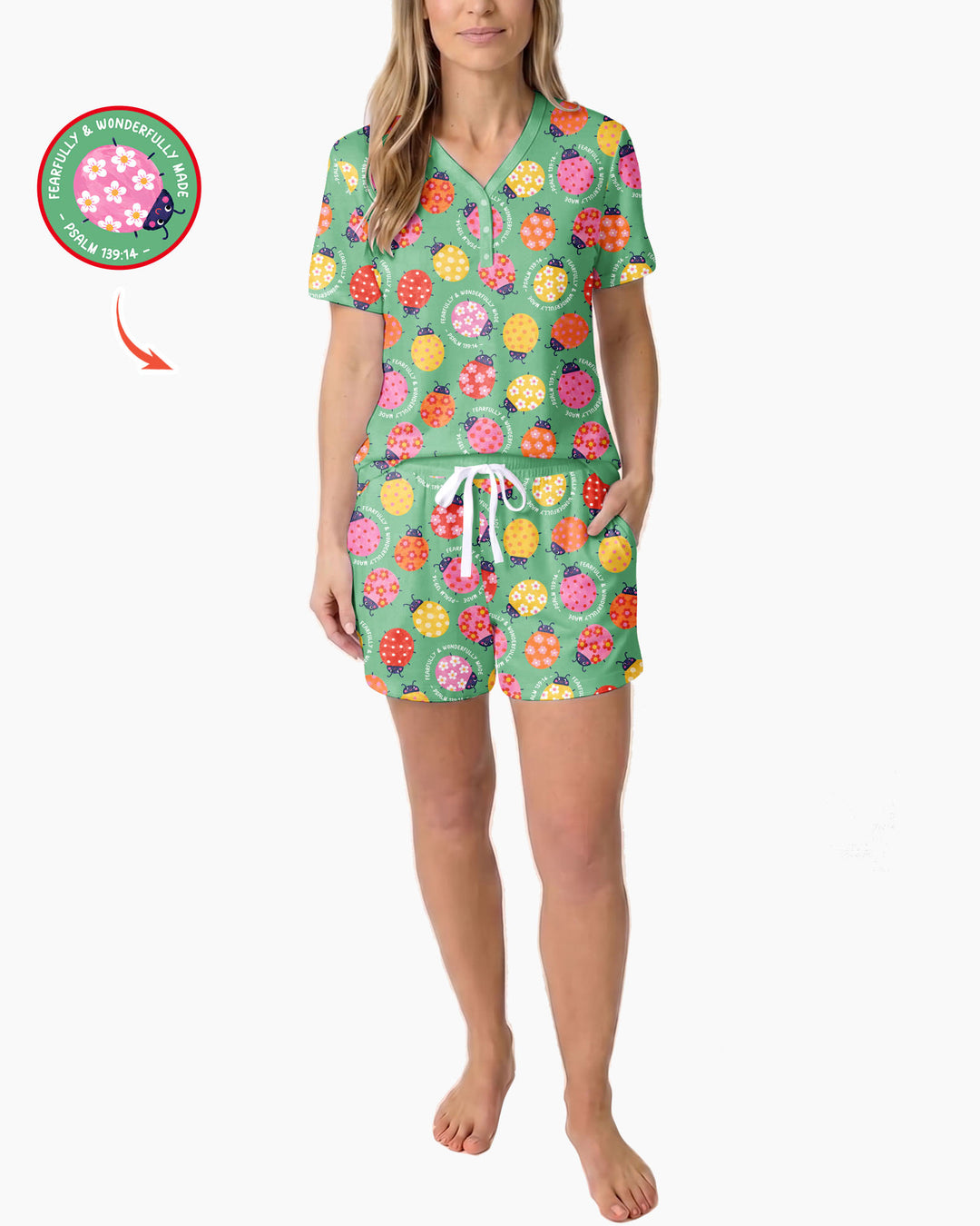 Fearfully & Wonderfully Made Bamboo Women Short Sleeve Short Pajama Set