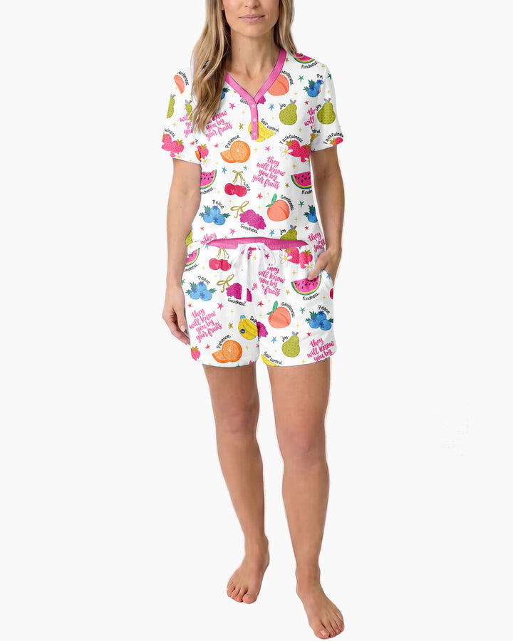They Will Know You By Your Fruits Women Short Sleeve Short Pajama Set