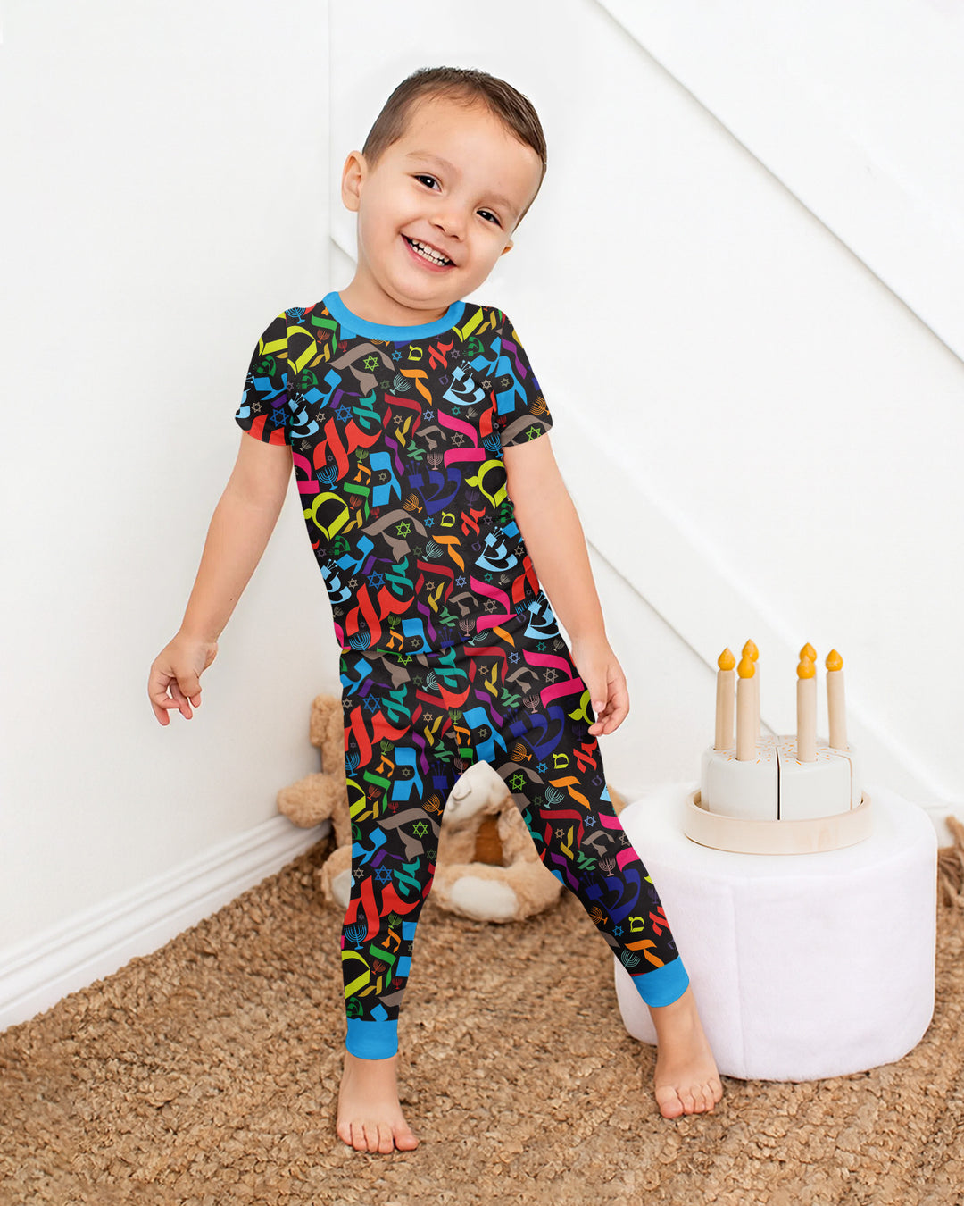Hebrew Harmony Family Matching Bamboo Two Piece Short Sleeve Pajama Set