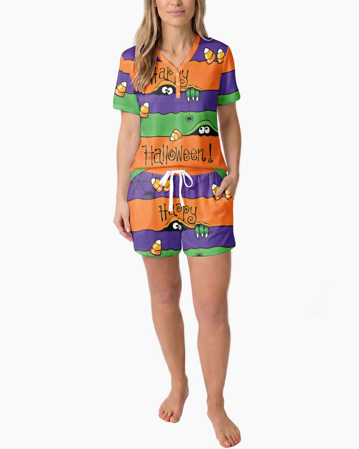 Happy Halloween Bamboo Women Short Sleeve Short Pajama Set