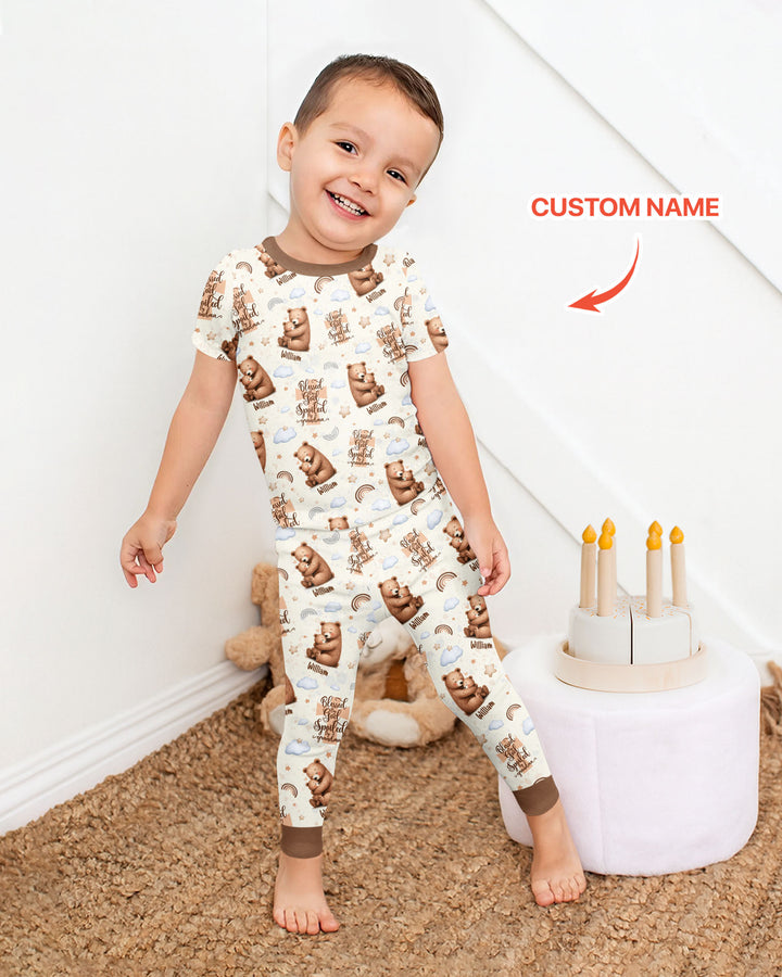 Custom Name Blessed By God Spoiled By Grandma Bamboo Two Piece Short Sleeve Pajama Set