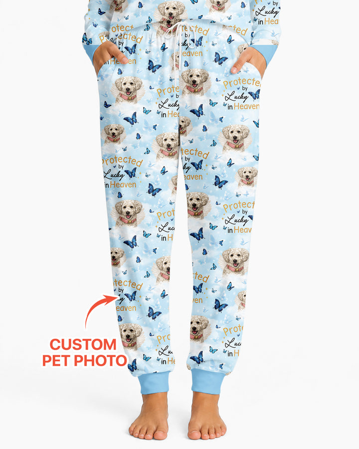 Custom Pet Photo Protected By Heaven Family Bamboo Women Pajama Set