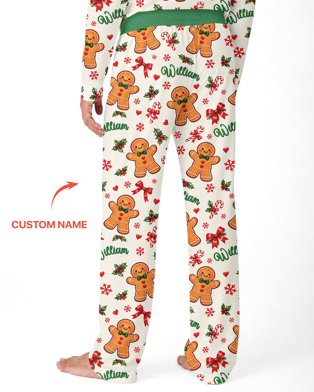 Custom Name Gingerbread Bamboo Men's Pajama Set