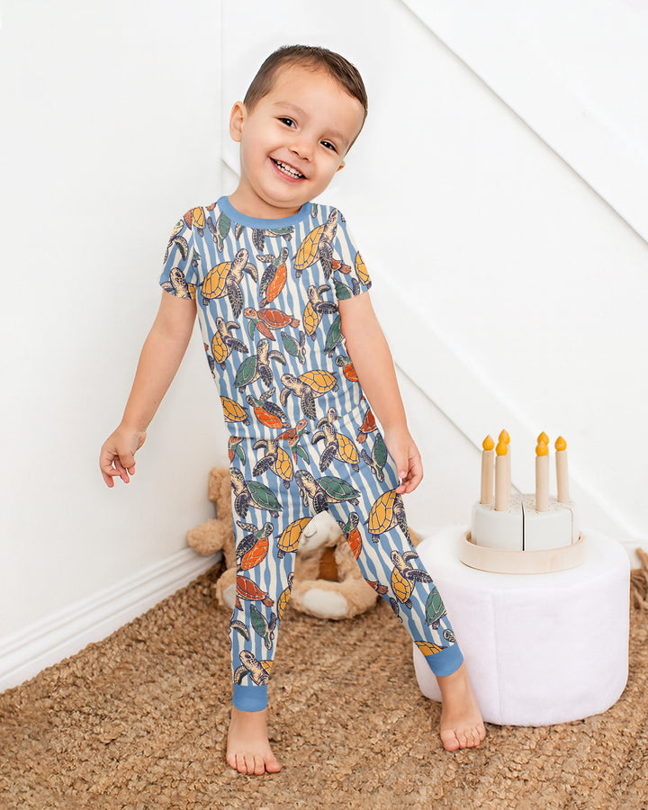 Turtle Bay Family Matching Bamboo Two Piece Short Sleeve Pajama Set