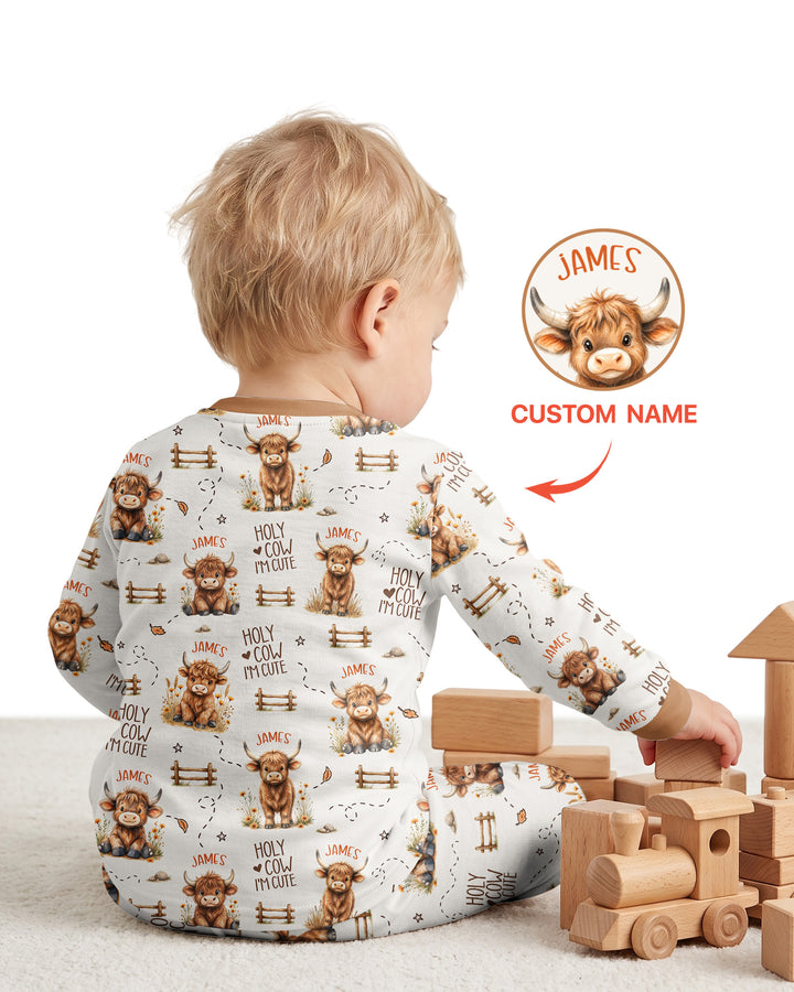 Holy Cow I'm Cute Personalized Bamboo Two Piece Long Sleeve Pajama Set