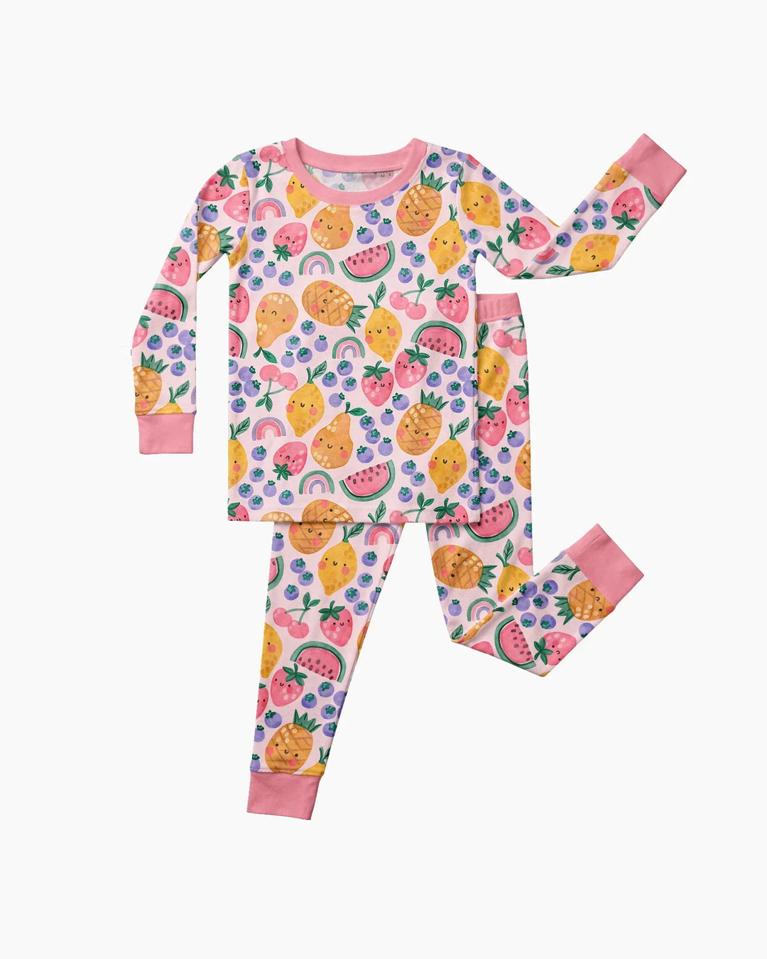 Zweiteiliges Langarm-Pyjama-Set mit Sommerfrüchten