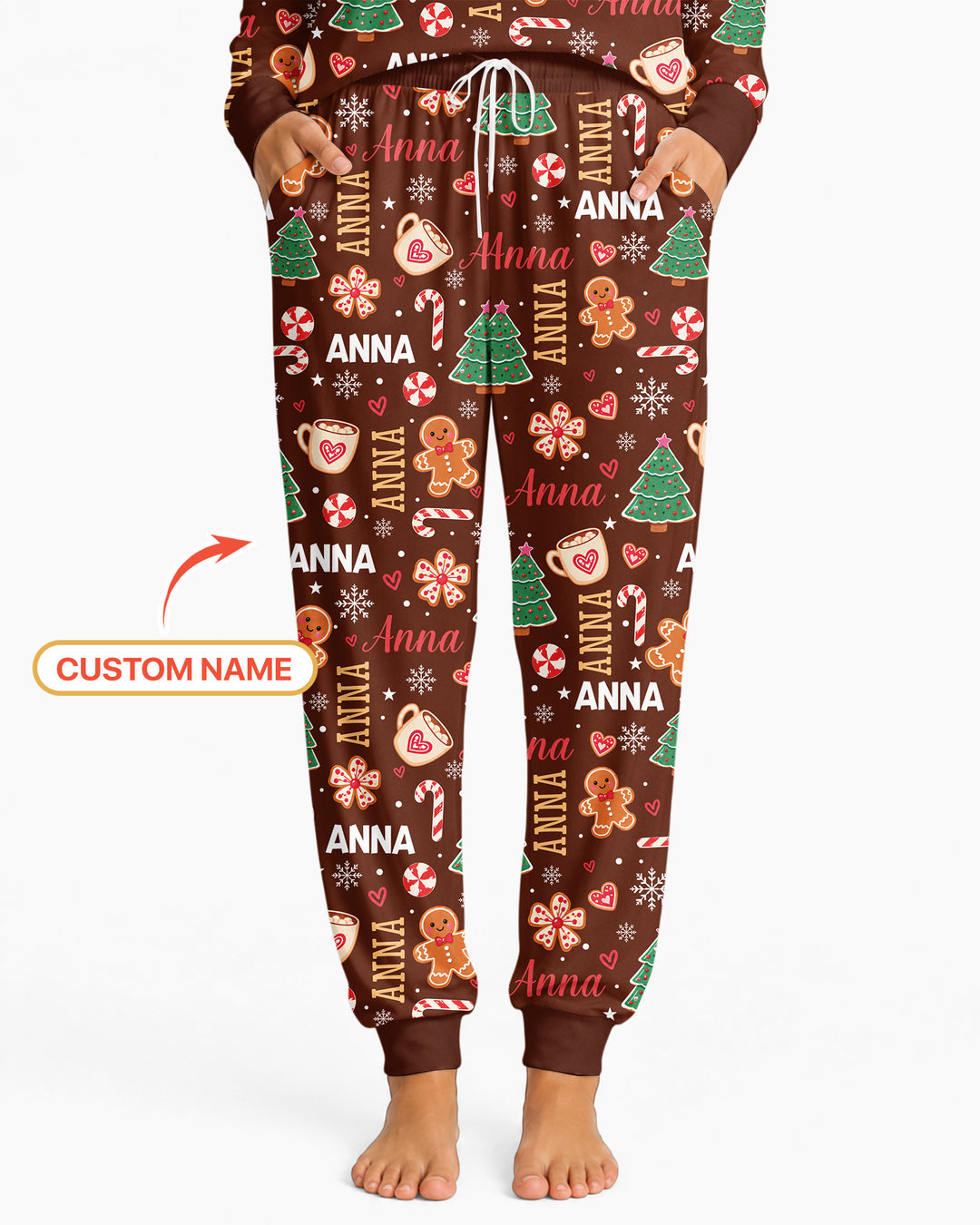 Custom Name Christmas Crew Family Matching Bamboo Women Pajama Set