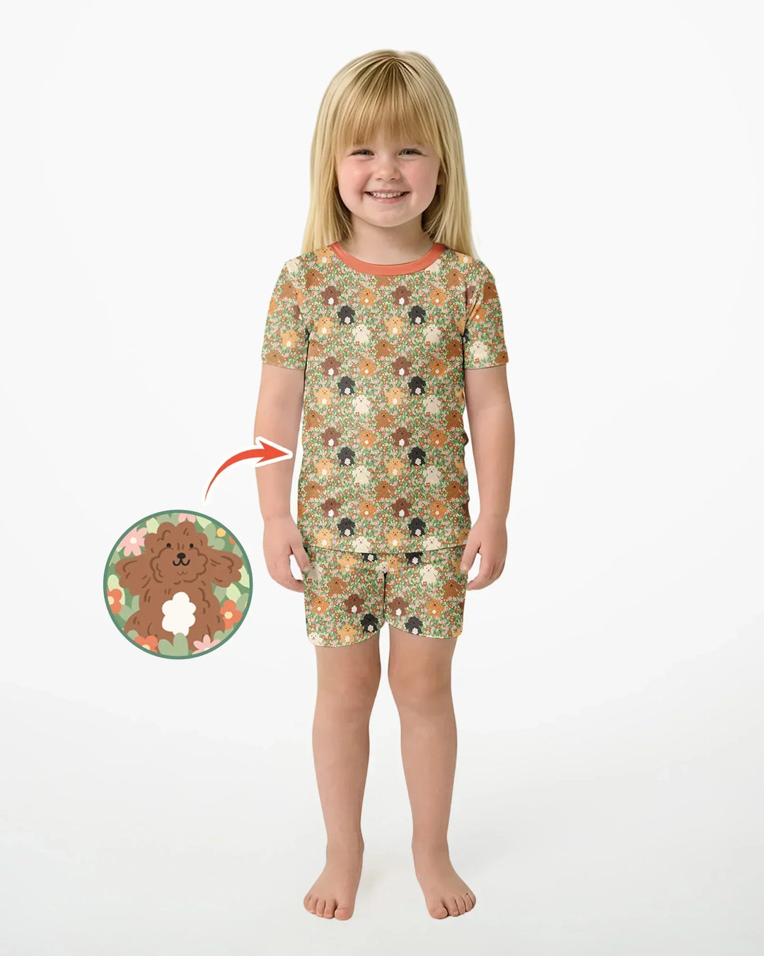 Template Zweiteiliges Pyjama-Set mit kurzen Ärmeln und Shorts