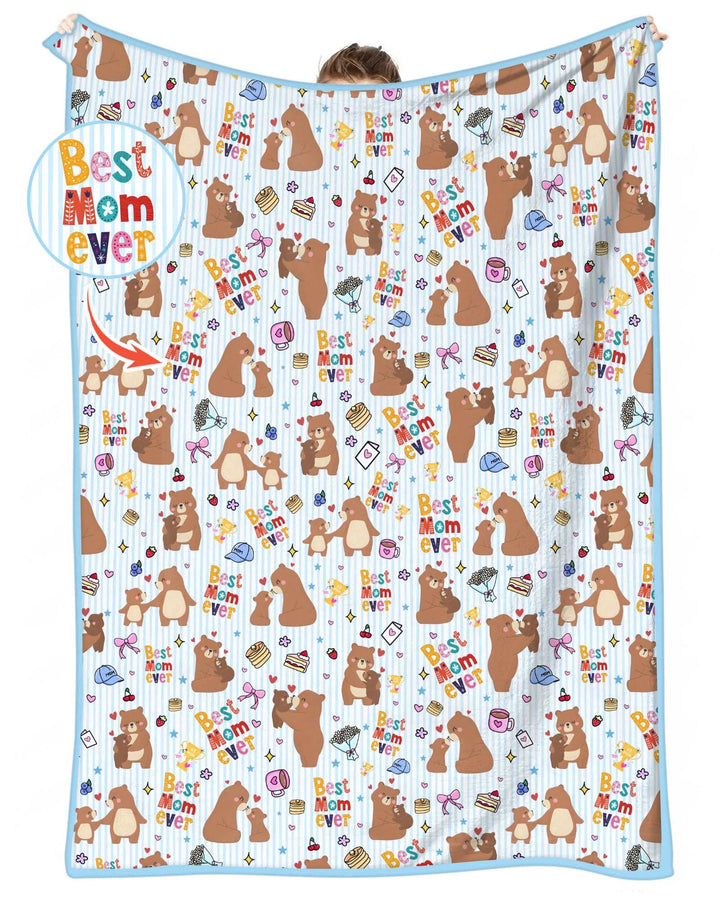 Best Mama Bear Ever Family Matching Bamboo Blanket