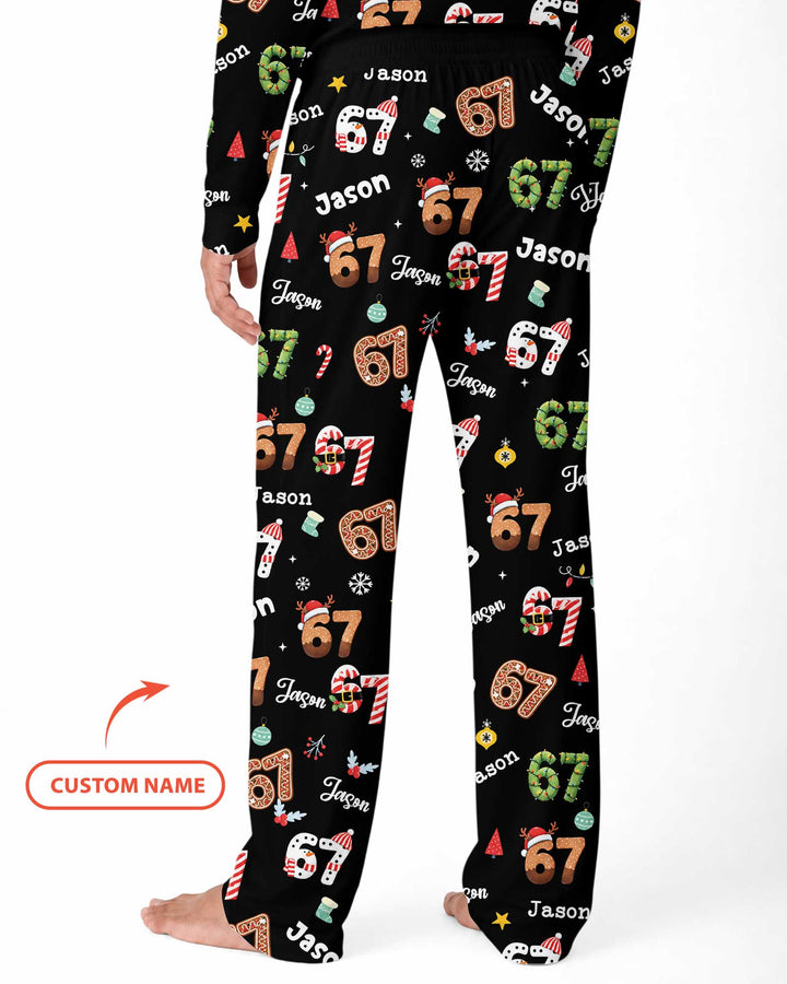 Custom '6 7' Six Seven Christmas Slang Meme Bamboo Men's Pajama Set