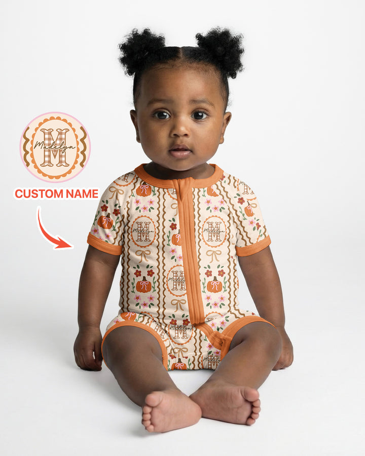 Custom Name Pumpkin Cottage Bamboo Shorty Zippy