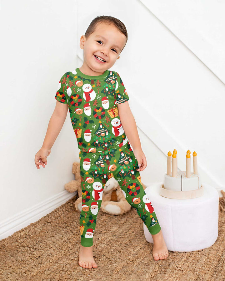 Snowmen Funny Bamboo Two Piece Short Sleeve Pajama Set
