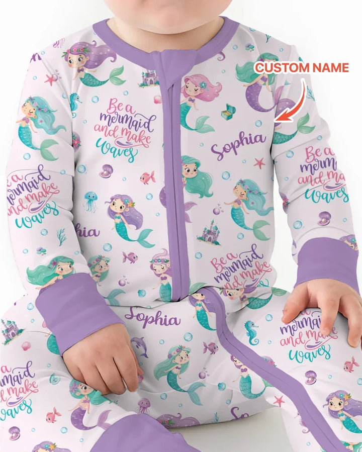 Custom Name Mermaid Make Waves Bamboo Convertible Zippy