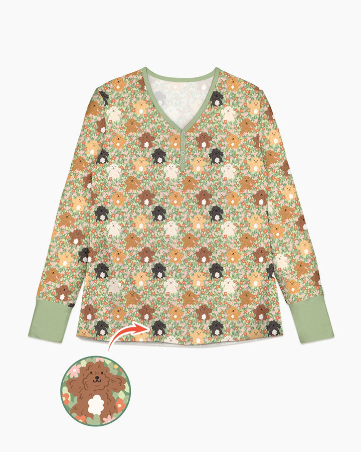 Welpen-Garten-Familien-Pyjama-Set aus Bambus für Damen