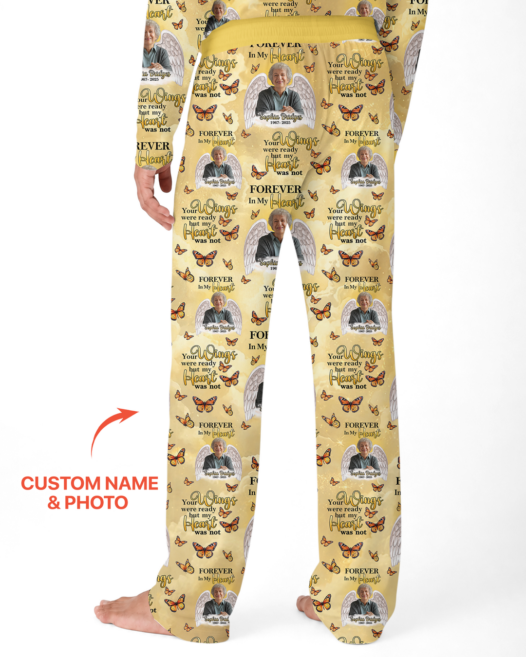 Custom Photo Forever In My Heart Family Matching Bamboo Men Pajama Set