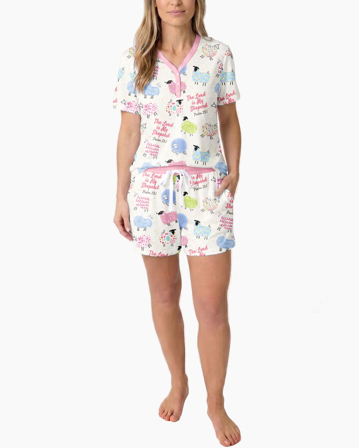 The Lord Is My Shepherd Psalm 23 Bamboo Women Short Sleeve Short Pajama Set