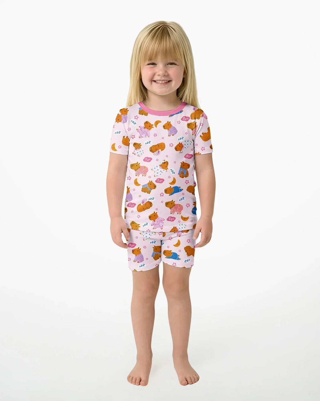 Schlafanzug-Set zweiteilig, kurze Ärmel, kurze Hose, Bambus