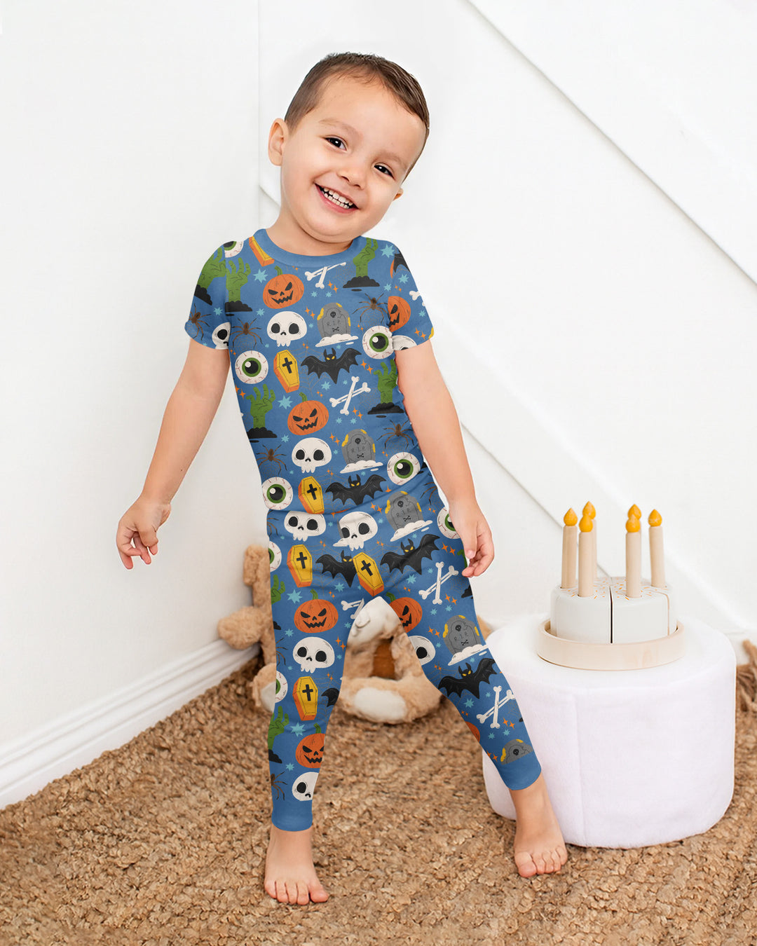 Little Monsters Bamboo Two Piece Short Sleeve Pajama Set For Haloween