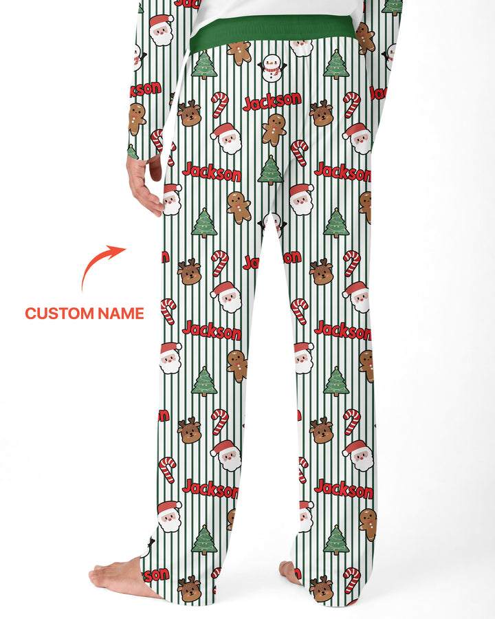 Custom Name Funny Christmas Crossing Bamboo Men's Pajama Set