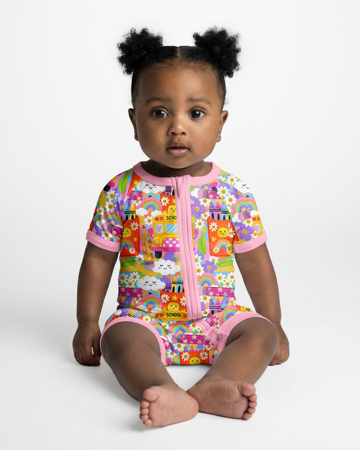 Retro Happy Classroom Bamboo Shorty Zippy