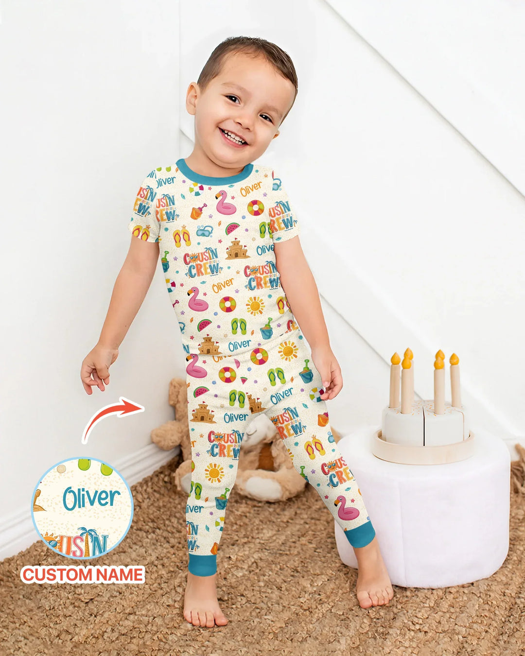 Zweiteiliges, kurzärmliges Pyjama-Set mit Marienkäfern