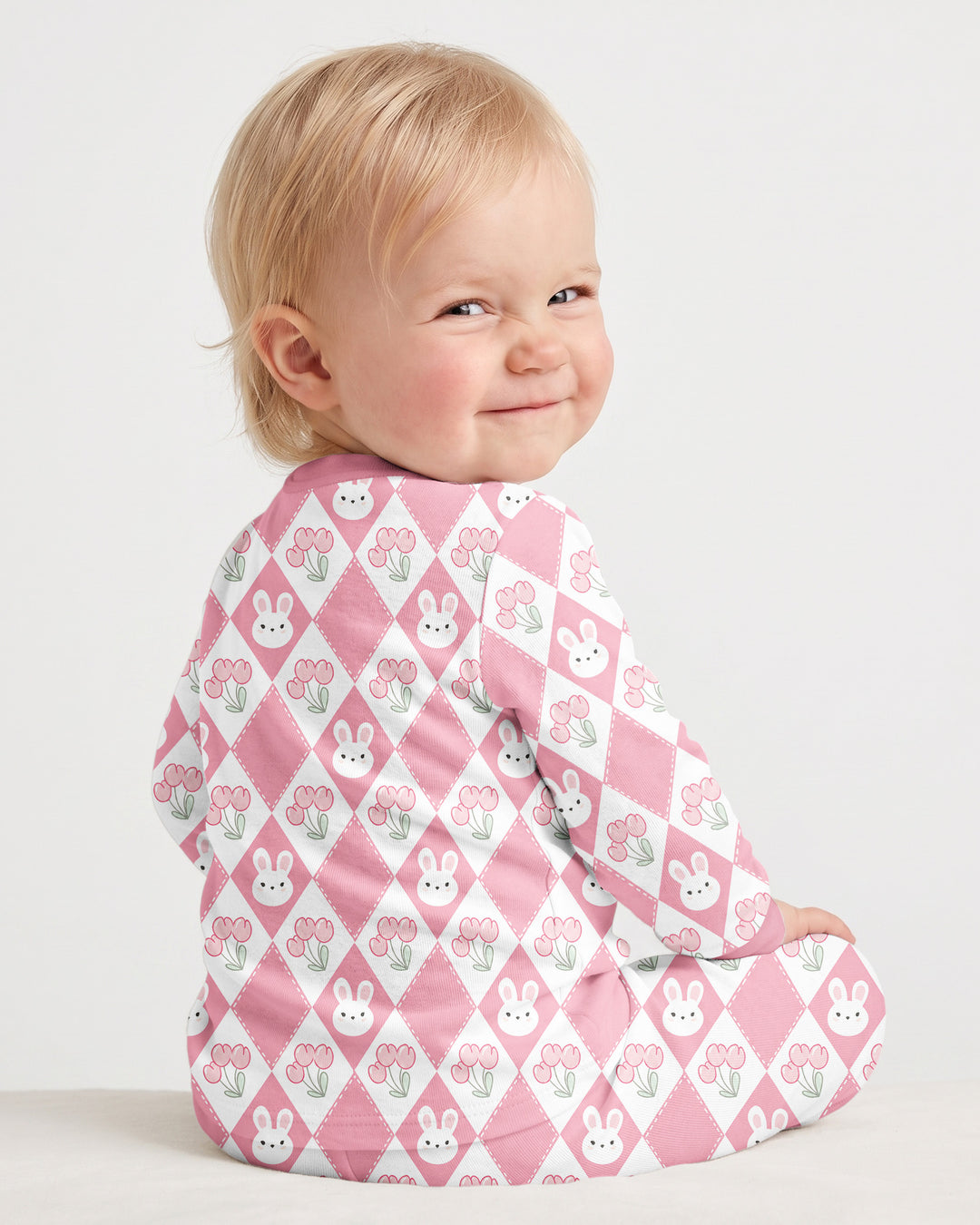 Custom Name When I Wake Up Bunny Birthday Bamboo Two Piece Long Sleeve Pajama Set