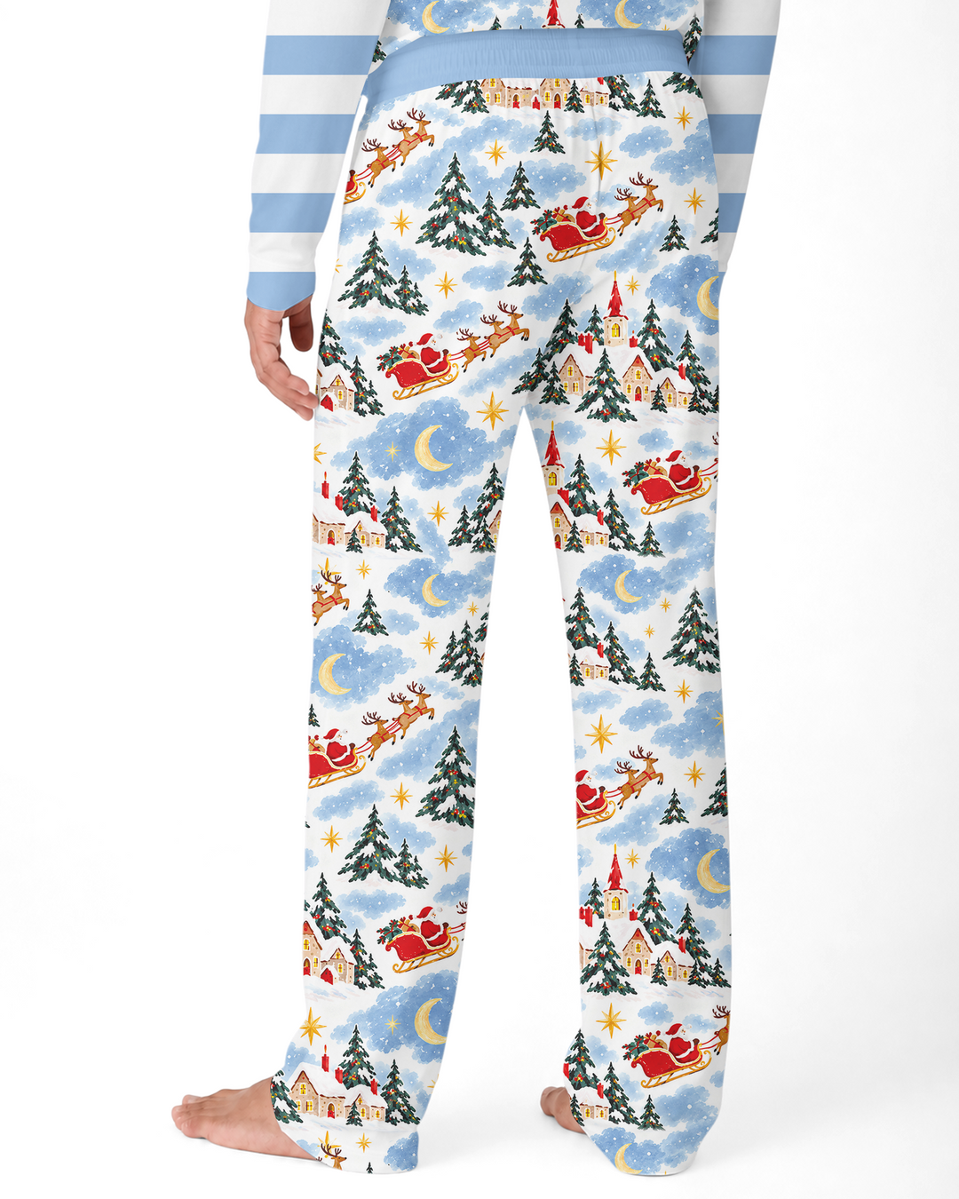 Whimsical Santa's Winter Village Bamboo Men's Pajama Set