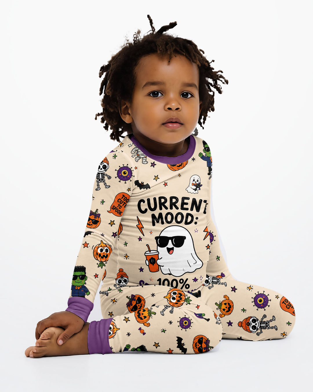 Halloween Friends Bamboo Two Piece Long Sleeve Pajama Set