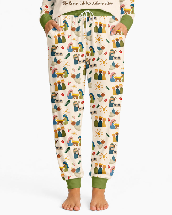 Oh Come, Let Us Adore Him Family Matching Bamboo Women Pajama Set