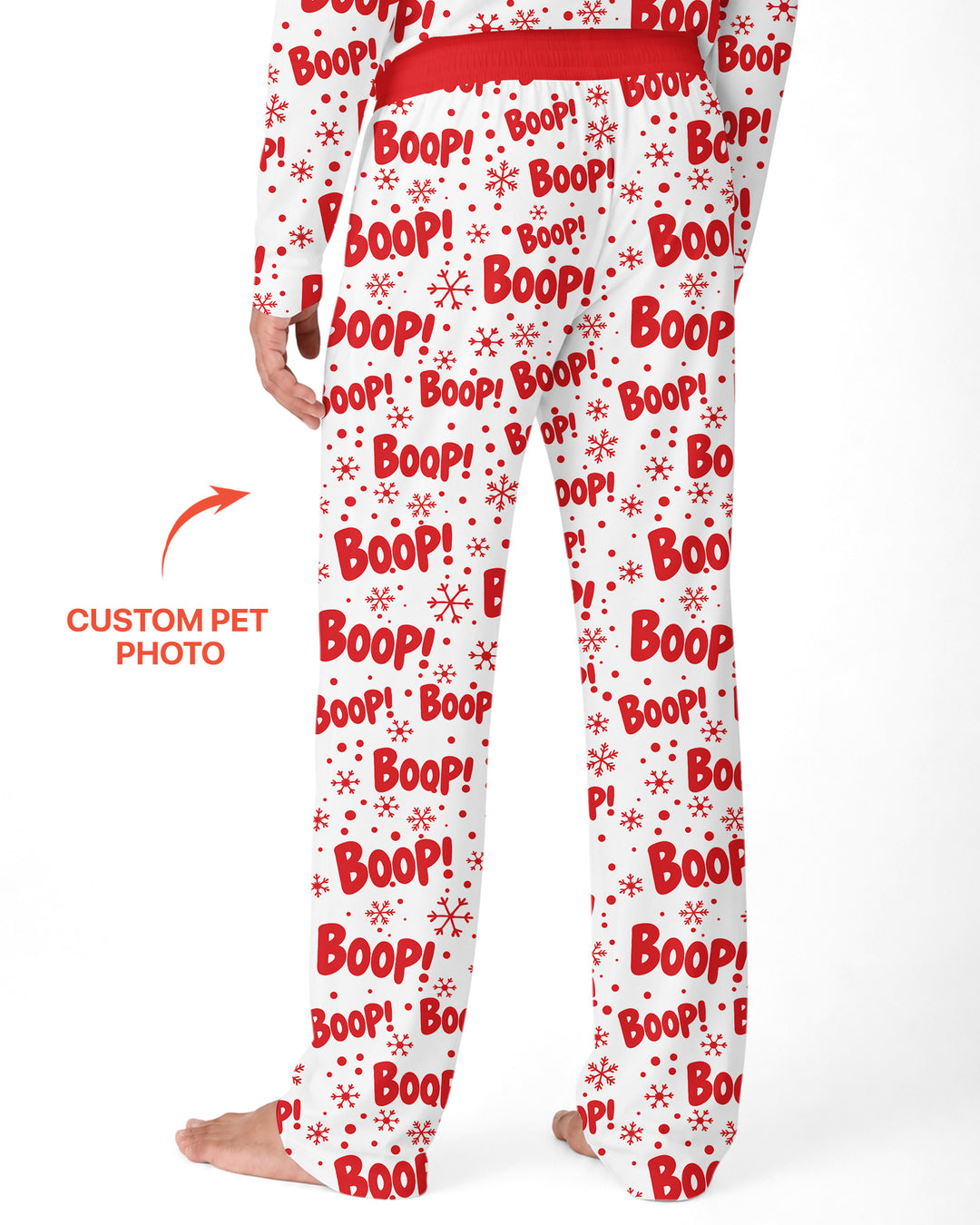 Custom Pet Photo Funny Christmas Boop Bamboo Men's Pajama Set