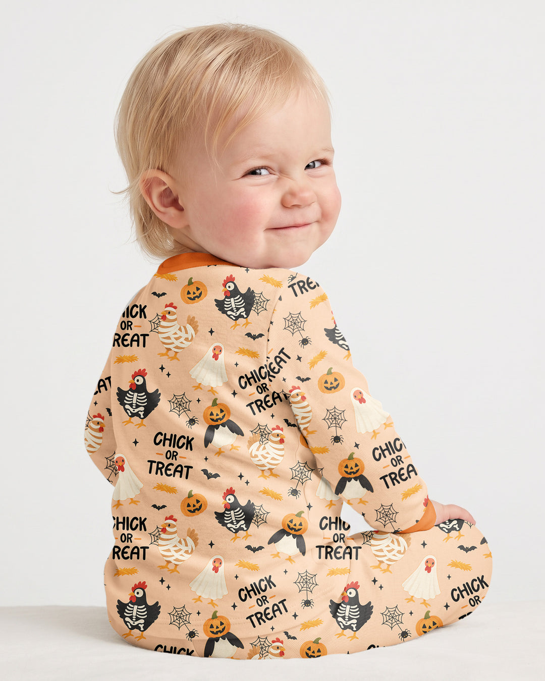 Halloween Chick Or Treat Bamboo Two Piece Long Sleeve Pajama Set