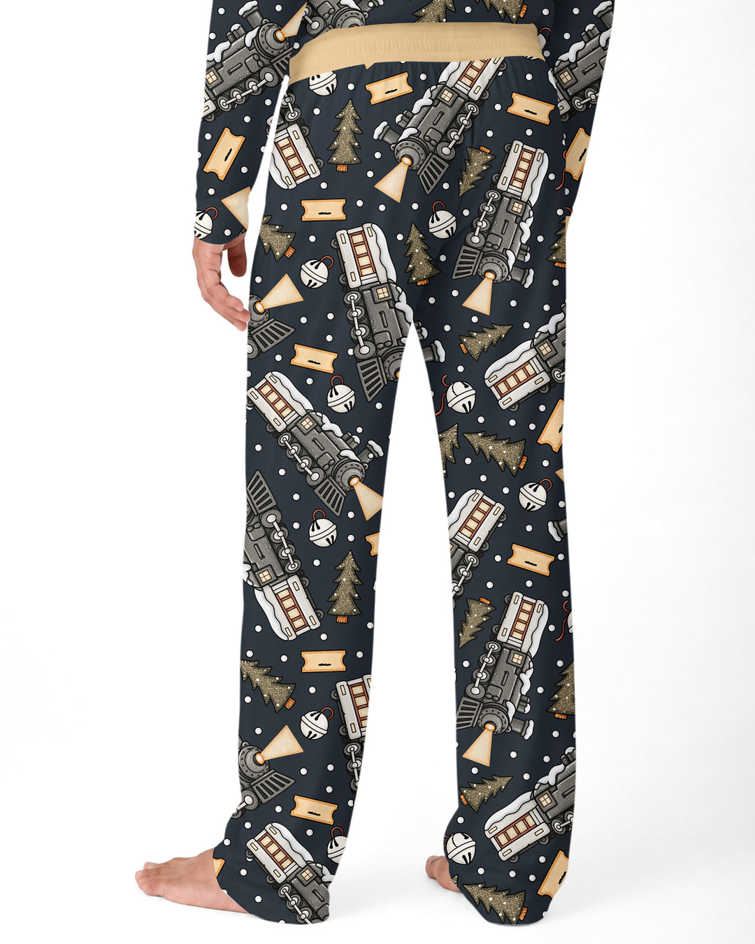 Custom Name Believe Kid Train  Bamboo Men's Pajama Set