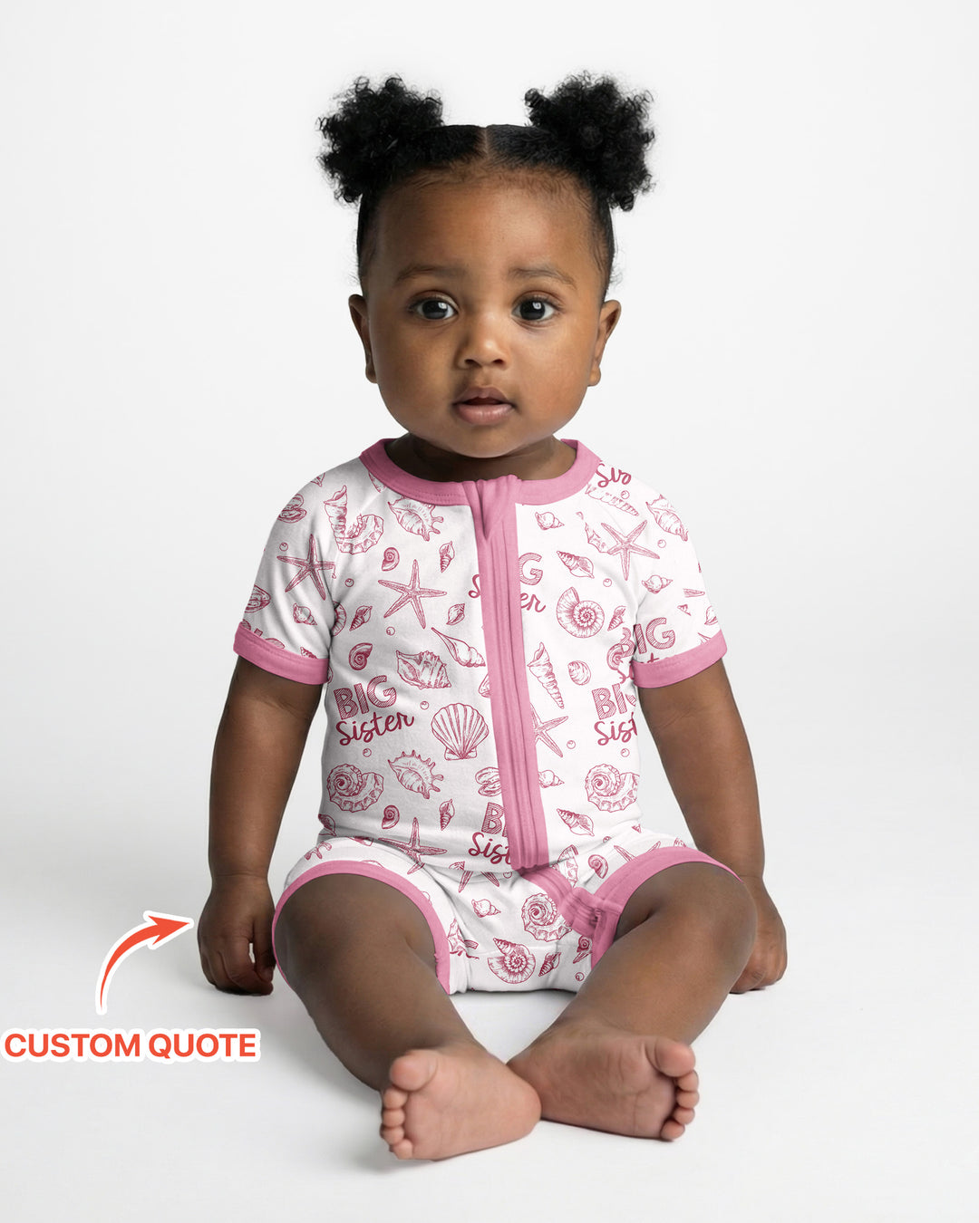 Coquette Seashell Matching Sibling Bamboo Shorty Zippy