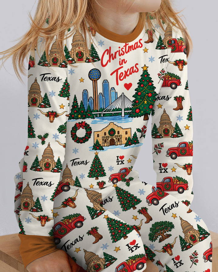 Christmas In Texas Bamboo Two Piece Long Sleeve Pajama Set