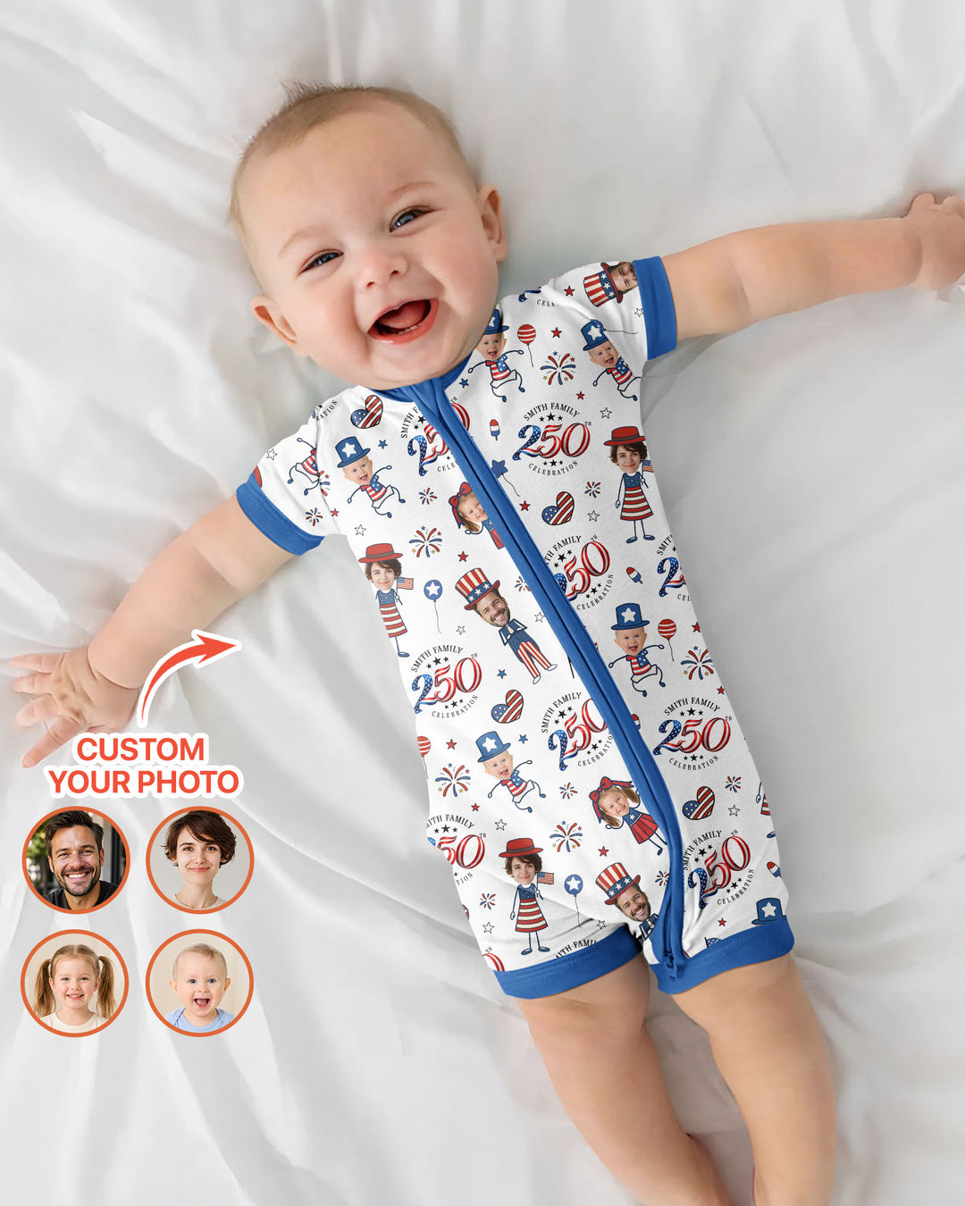 Custom Photo Smith Family Celebration Bamboo Shorty Zippy
