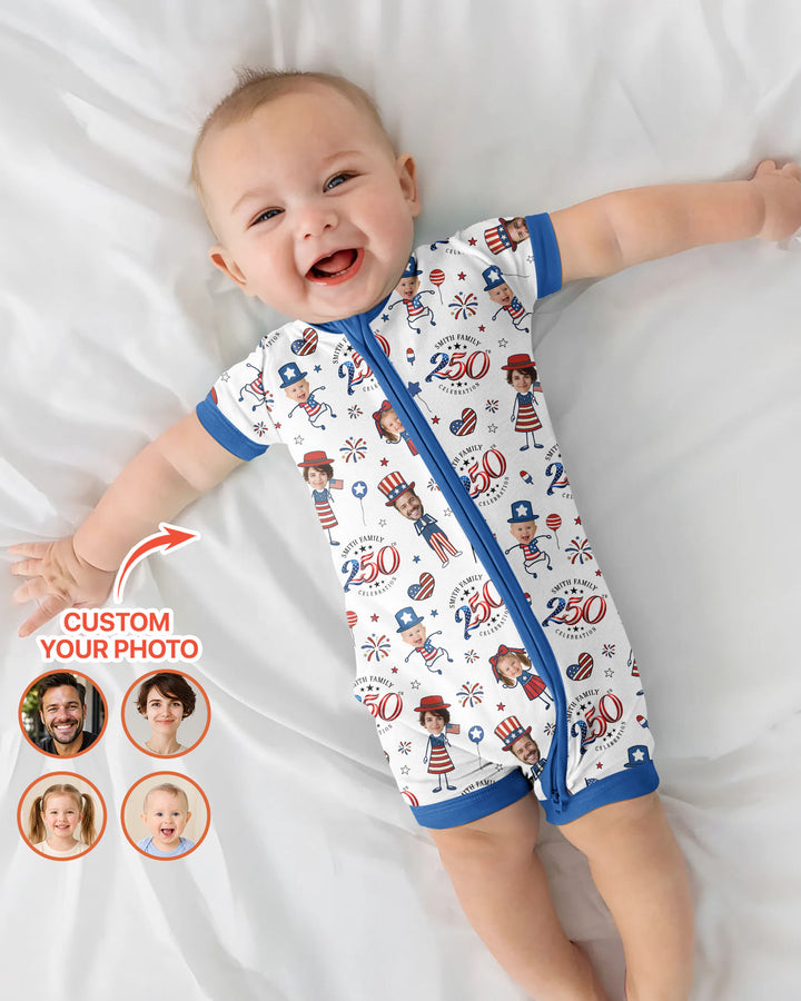 Custom Photo Smith Family Celebration Bamboo Shorty Zippy