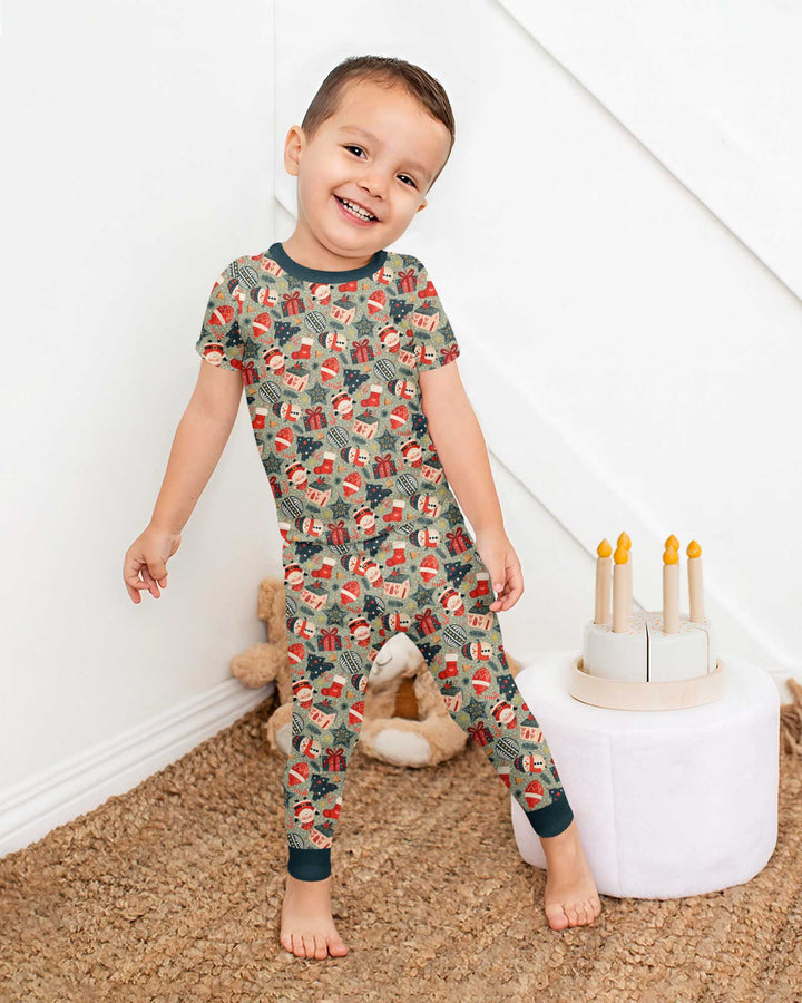 Christmas Ornaments Bamboo Two Piece Short Sleeve Pajama Set