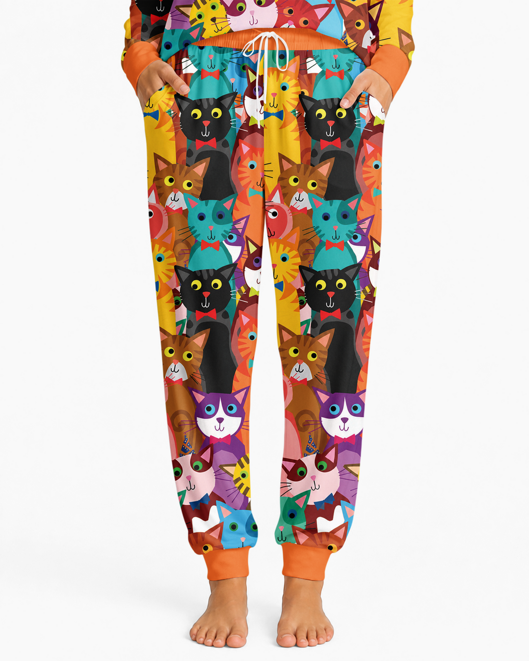 Colorful Cat Pattern Bamboo Women Pajama Set