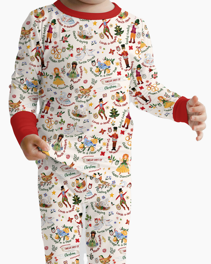 The 12 Days of Christmas Bamboo Two Piece Long Sleeve Pajama Set