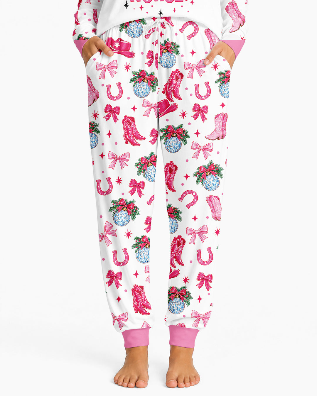 Western Christmas Giddy-up Jingle Horse Bamboo Women Pajama Set