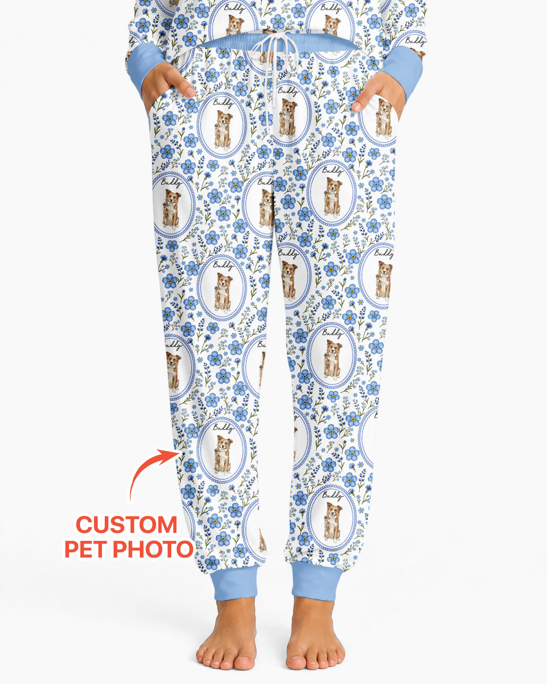 Custom Pet Photo Flower Garden Bamboo Women Pajama Set