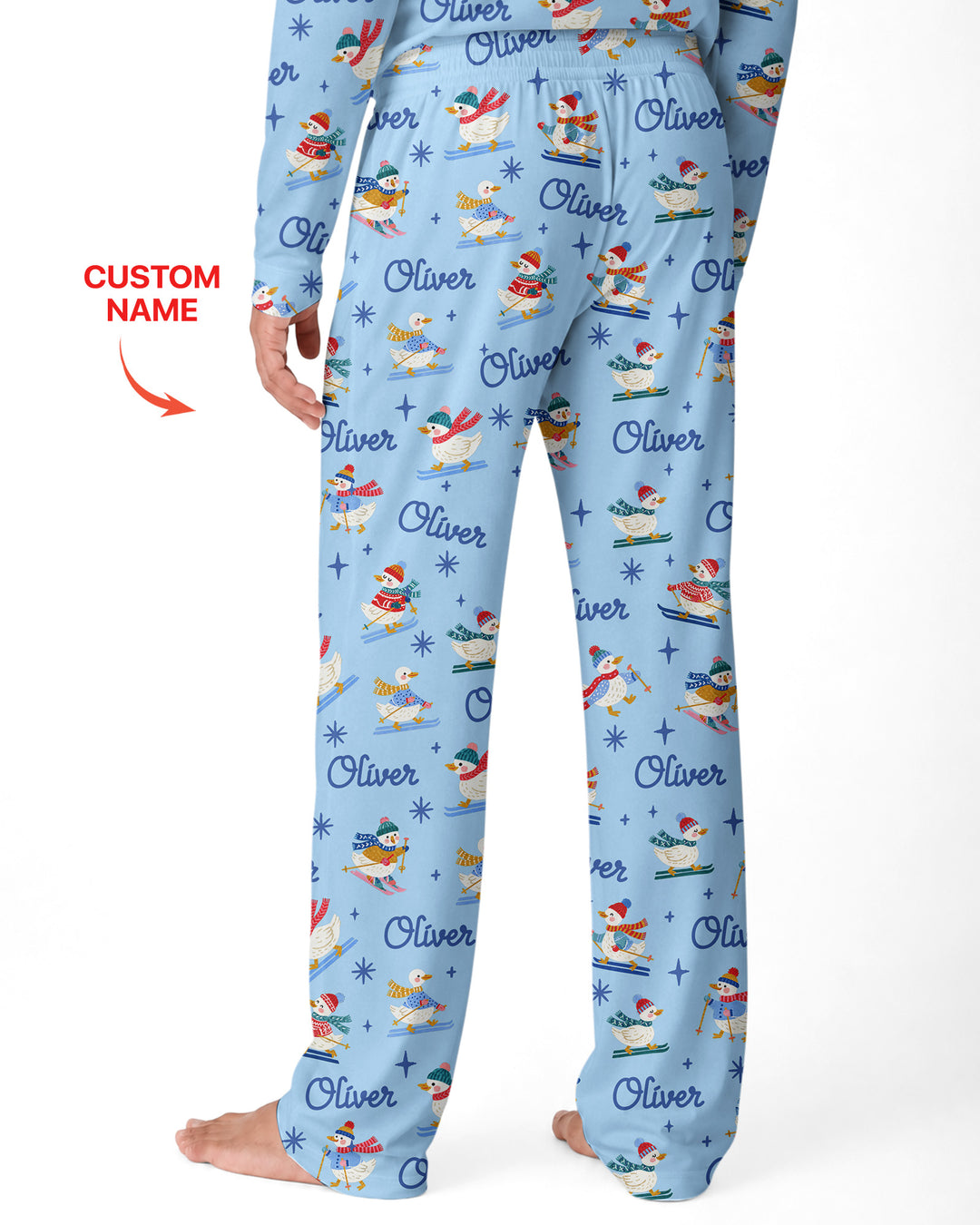 Custom Name Skiing Goose Bamboo Men's Pajama Set